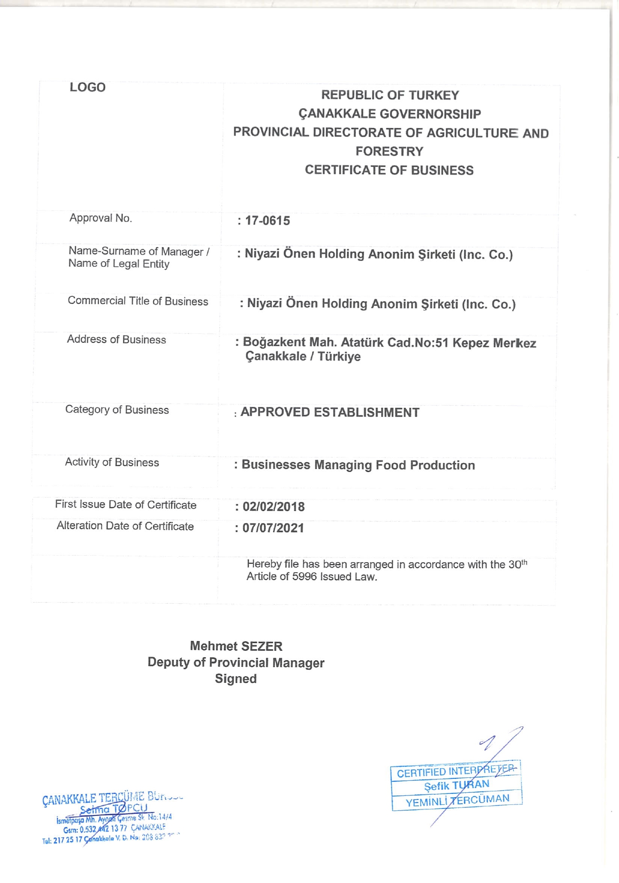 Approval Certificate_NÖ Holding Approval Certificate_NÖ Holding