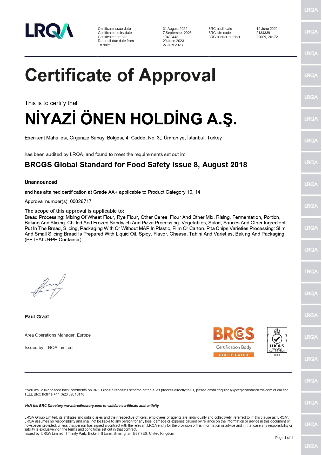 BRC_NÖ Holding İstanbul BRC_NÖ Holding İstanbul